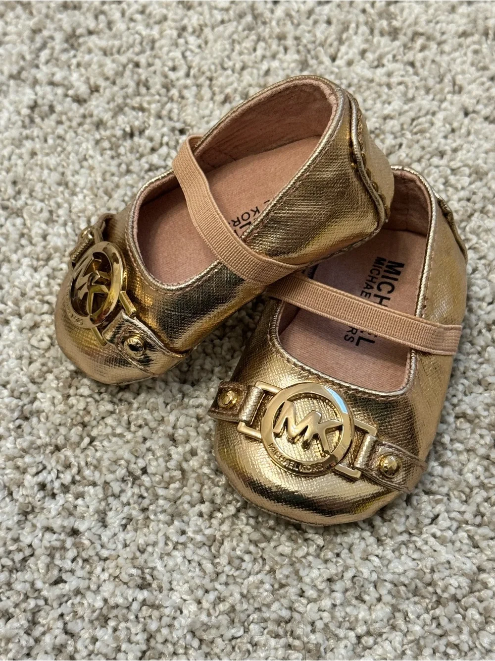 Michael Kors Kids Metallic Gold Mary Jane Flats
